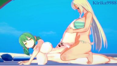 Hikage and Yomi have intense futanari sex on the beach. - Senran Kagura Hentai - 1 image