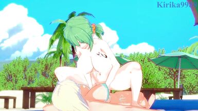 Hikage and Yomi have intense futanari sex on the beach. - Senran Kagura Hentai - 12 image