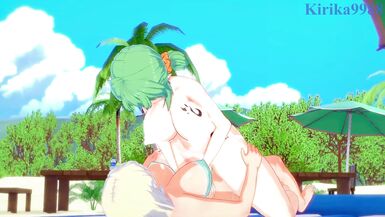 Hikage and Yomi have intense futanari sex on the beach. - Senran Kagura Hentai - 14 image