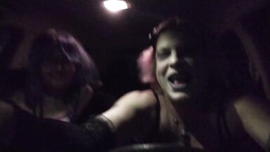 Transbians Fooling Around & Teasing in Public - 3 image