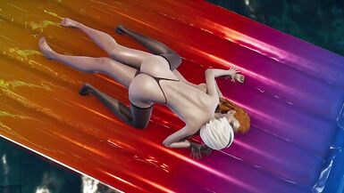 2 Shemales girl romantic sex in pool party 2B & Aloy, fucked behind - 4 image