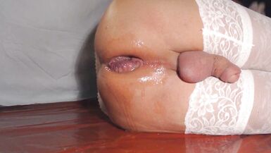 wet and slippery dildo and piss play - 4 image