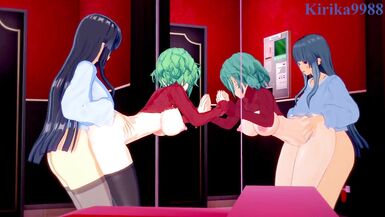 Hikage and Ikaruga have intense futanari sex at a love hotel. - Senran Kagura Hentai - 10 image