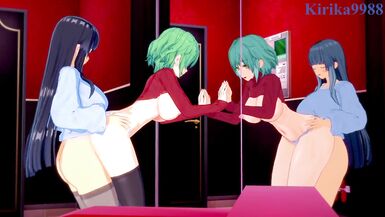 Hikage and Ikaruga have intense futanari sex at a love hotel. - Senran Kagura Hentai - 9 image