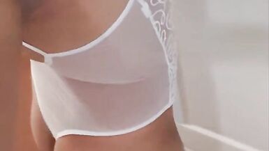 The Little Sissy in one piece white lingerie - 12 image