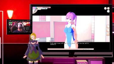 Koikatsu: Chick with Dick rubs one off for the ladies. - 10 image