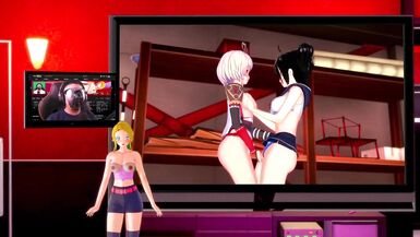 Koikatsu: Chick with Dick rubs one off for the ladies. - 12 image