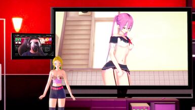 Koikatsu: Chick with Dick rubs one off for the ladies. - 13 image