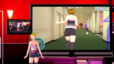 Koikatsu: Chick with Dick rubs one off for the ladies. - 15 image