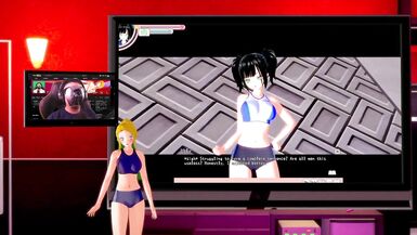 Koikatsu: Chick with Dick rubs one off for the ladies. - 3 image