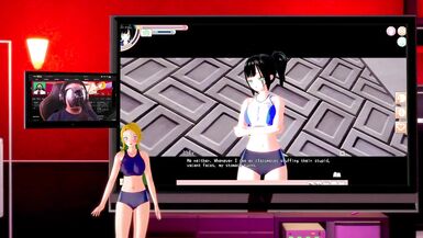 Koikatsu: Chick with Dick rubs one off for the ladies.