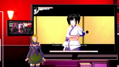 Koikatsu: Chick with Dick rubs one off for the ladies. - 9 image