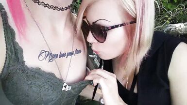 Kinky Hikers Beach Blowjob and Cumming On Tits at Lake Erie - Sarina Havok and Robin Coffins - 2 image