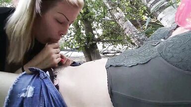 Kinky Hikers Beach Blowjob and Cumming On Tits at Lake Erie - Sarina Havok and Robin Coffins