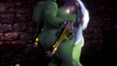 two futa orcs fucks dark elf - 10 image