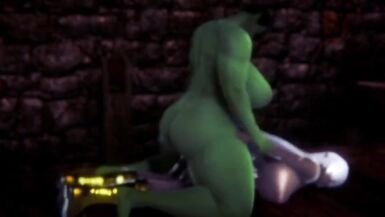 two futa orcs fucks dark elf - 13 image