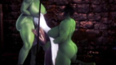 two futa orcs fucks dark elf - 2 image