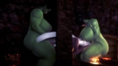 two futa orcs fucks dark elf - 9 image