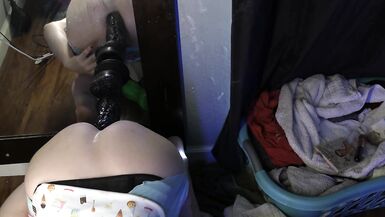 HEADPHONE WARNING Double XL toy anal penetration with face reveal and ATM