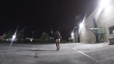 TV CD Fabiola taking chances outdoors wanking for a video wearing nylons slapping her sissy cd ass - 14 image