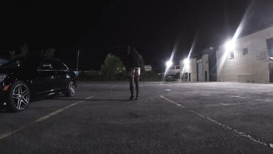 TV CD Fabiola taking chances outdoors wanking for a video wearing nylons slapping her sissy cd ass - 2 image