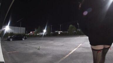 TV CD Fabiola taking chances outdoors wanking for a video wearing nylons slapping her sissy cd ass - 6 image