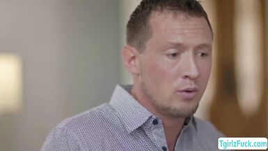 Small tits blonde ts Lianna Lawson anal barebacks dudes ass - 3 image