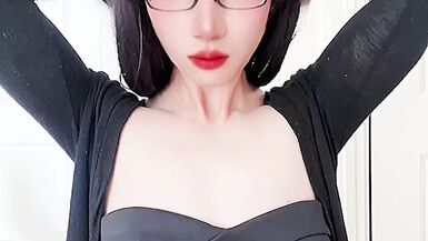 Asian CD Eva in Tight Black Skirt and Pantyhose - 1 image