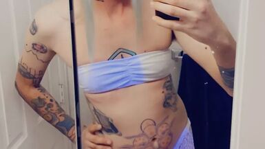 Sexy White Lingerie Babe Shows off her Clitty and Body - 1 image