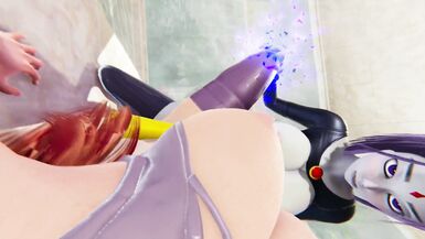 POV Starfire FUTA Missionary DP with Raven + Batgirl - Titans 3D Hentai - 7 image