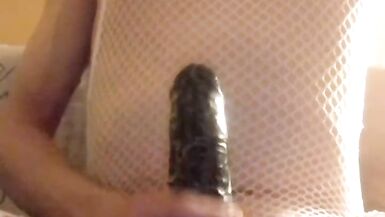 Slutty white boy bust his balls and fucks his ass with BBC dildo. Complete version - 7 image