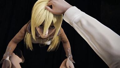 Mikasa futa is in charge of throwing the semen of his cock on Historia - 3 image