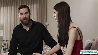 Tall transexual with big ass takes a straight guys big cock - 2 image