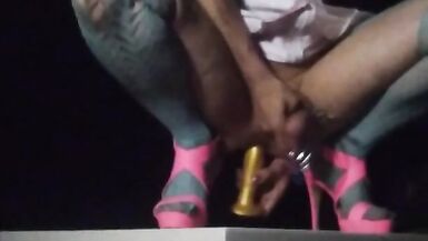 Trans school girl takes 21 inch dildo - 8 image