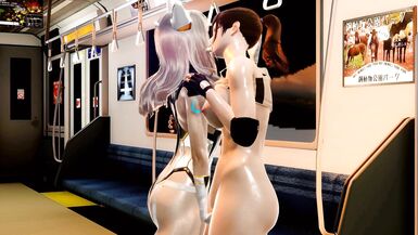 Lara Croft & Cloe Testarosa Futa public train sex - 2 image