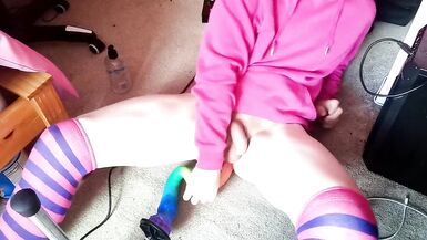 Cute femboy slut Raine using a fuck machine with deep dildos - 12 image