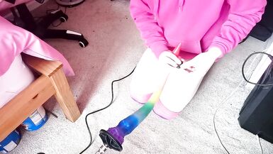 Cute femboy slut Raine using a fuck machine with deep dildos - 6 image