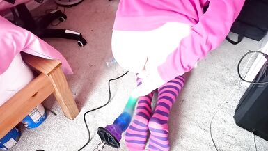 Cute femboy slut Raine using a fuck machine with deep dildos - 7 image