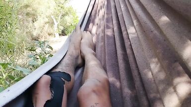 On the hammock. I lick my hairy armpits and play whit my asshole. - 7 image