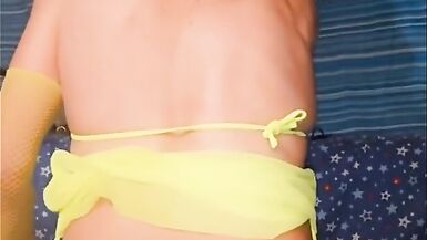 Green bikini riding squirting  dildo - 12 image