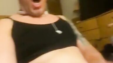 Chubby cd jerking off in panties - 3 image