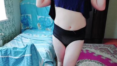 Black Underpants Blue Sexy Dress Sissy Slut Crossdresser White Body Gay Twink Hairless Yummy Skin - 1 image