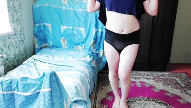 Black Underpants Blue Sexy Dress Sissy Slut Crossdresser White Body Gay Twink Hairless Yummy Skin - 3 image