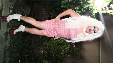 Pink panther in the garden madturbation and cumming