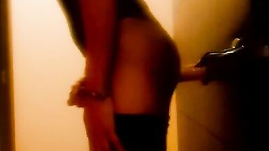 Amateur crossdresser play in hotel with open door and cum - 12 image