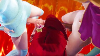 Triple Futa Anna Elsa & Ariel - Frozen and LIttle Mermaid Trans GROUP SEX Creampie & Squirt - 2 image