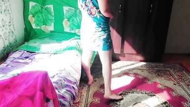 Green Sexy Mini House Dress Shemale Big Butt Sissy Trap Big Ass Tranny Booty Crossdresser Lady Boy Femboy Cute MTF - 2 image