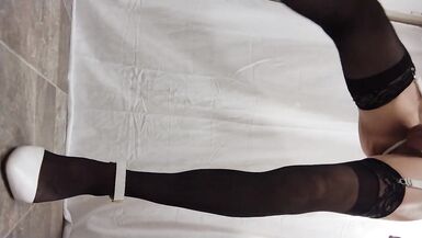 Kinkydressup cd slut purple. white heels and panties - 10 image