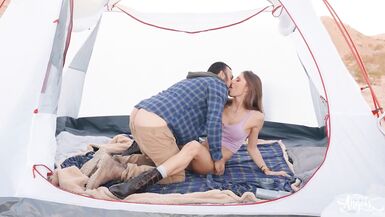 (Mason) Slips His Big Cock In The Tent So That Kinky (Jade Venus) Can Suck It - Trans Angels - 8 image