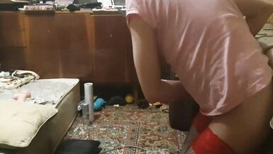 Crossdresser sexy cd ass fucking with ride dildo - 12 image